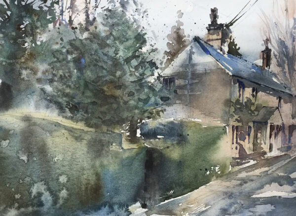 Cross Street Gaddesby Original Watercolour