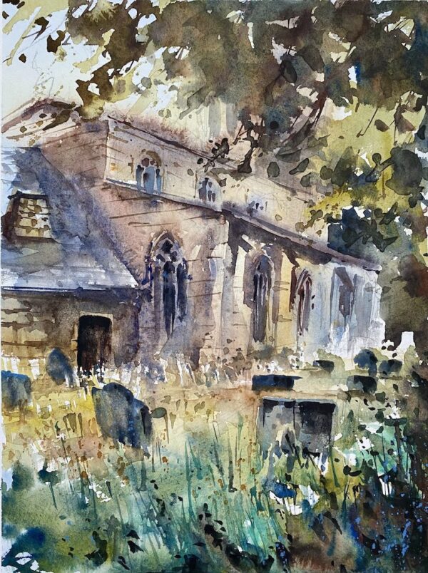 Hoby Church in Sunlight (Original Watercolour)