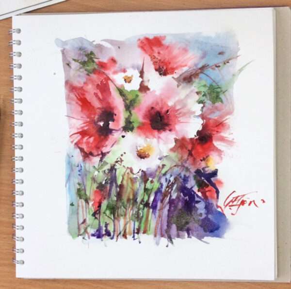 Day 1 Sketchbook Challenge Loose Floral